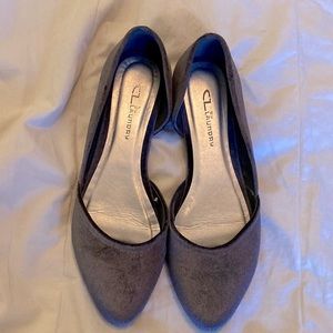 Chinese Laundry Velvet Flats Size 7.5 M. Dark Steel Grey Color.